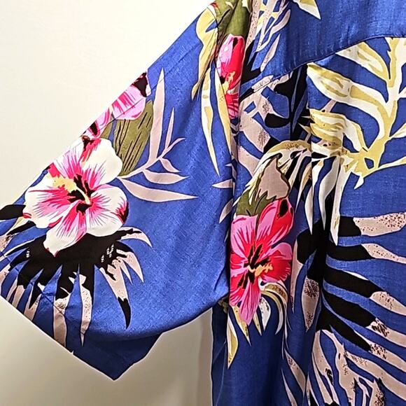 Island Passport Mens Hawaiian Floral Multi Color Button Down Collar Shirt Sz 2XL - Picture 4 of 9